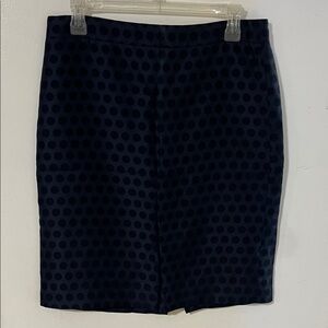 J. Crew Dark Blue Polka Dot Perfect Pencil Skirt